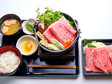 Sukiyaki of Shiraoi beef, Matsusaka beef and Kobe beef