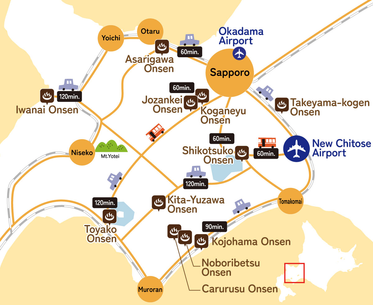 Nearby Onsen (Hot Springs) accessible from Sapporo